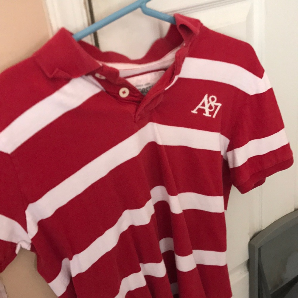 Red and white striped Men's Aeropostale Polo
